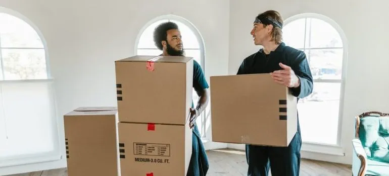 Potomac MD movers carrying boxes