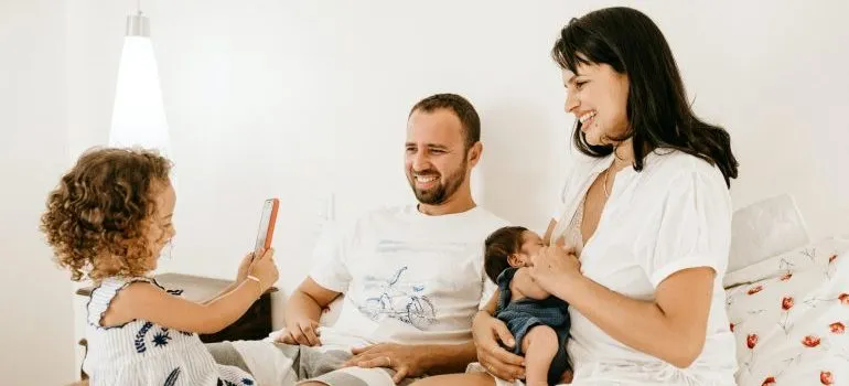 family in a new home