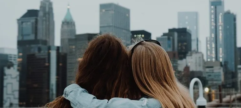 Two friends staring at the NYC