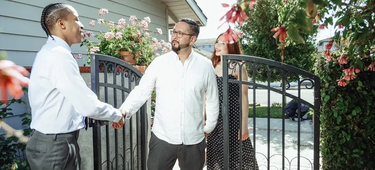 neighbors greeting each other