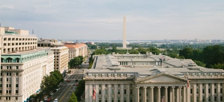 Aerial view of Washington DC.