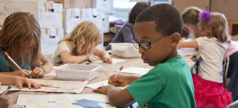 children studying
