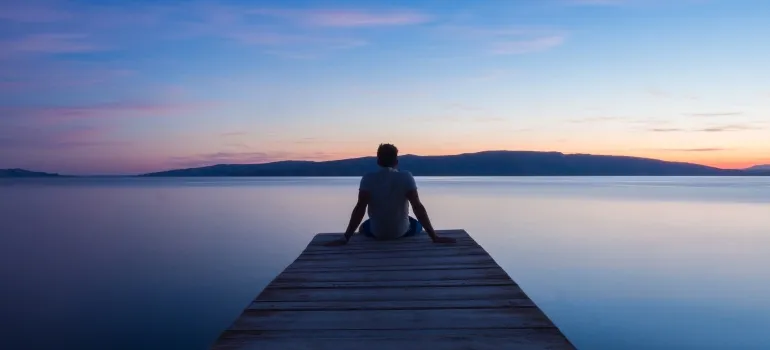 a man sitting on the deck