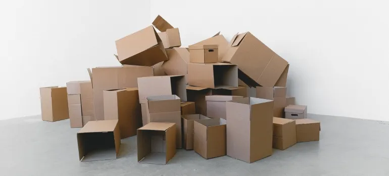 Stack of carton boxes on the floor