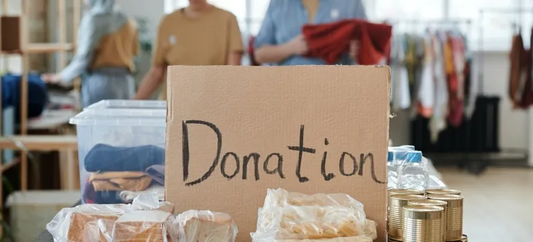 a box of donations