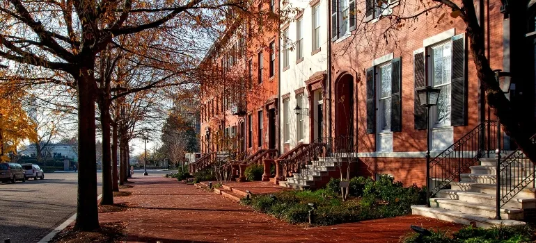 A street with apartment buildings in Washington DC