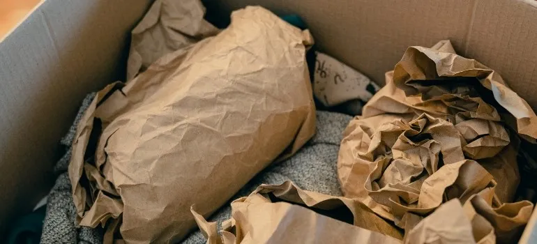 Glass items wrapped in paper