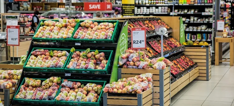 fruits and vegetables in the supermarket