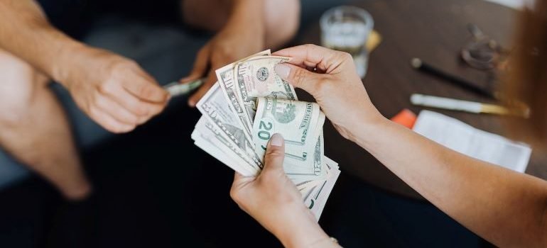 a person counting money