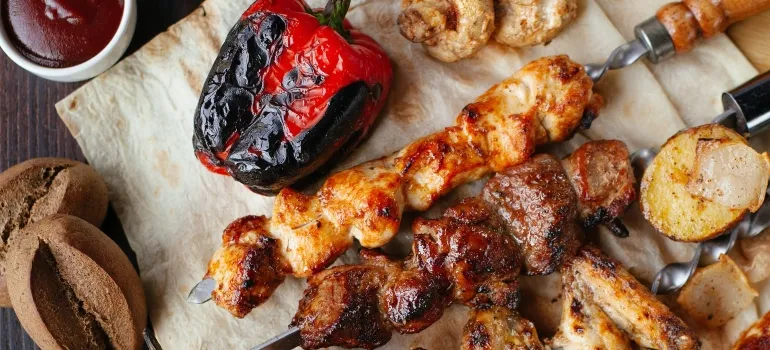 traditional kebabs in one of the best European restaurants in Northern Virginia