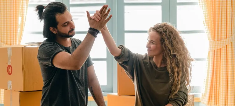 couple giving each other high five