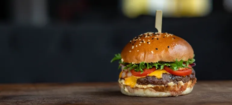 hamburger on the table