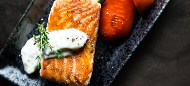 salmon on the plate from family-friendly restaurants in Maryland