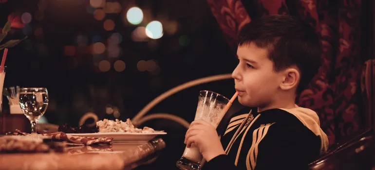 boy eating at the restaurant