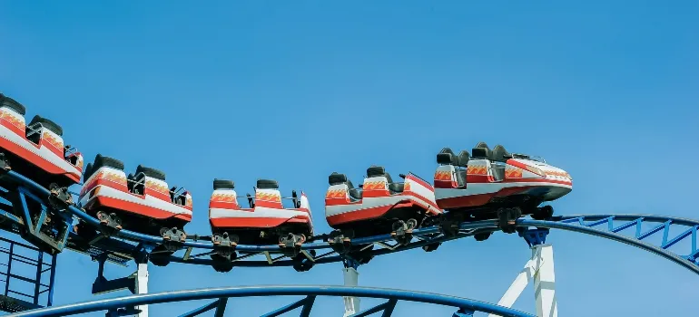 people enjoying the ride in the amusement park