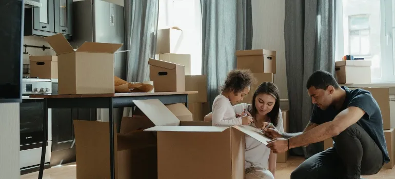 family packing after planning a long distance move