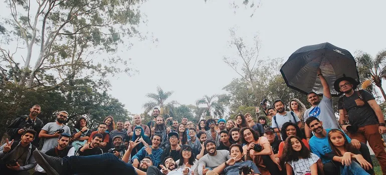 a large group of people posing in one of the diverse Maryland communities