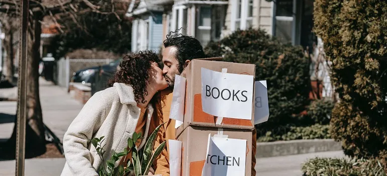 a couple moving