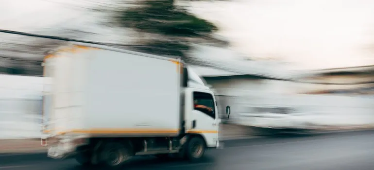 a moving van in a rush