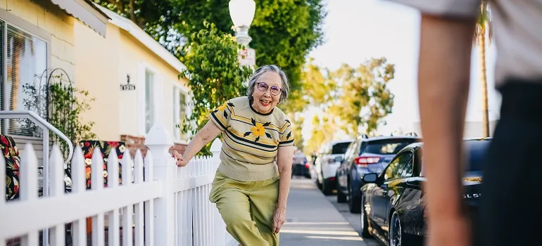 a woman making friends