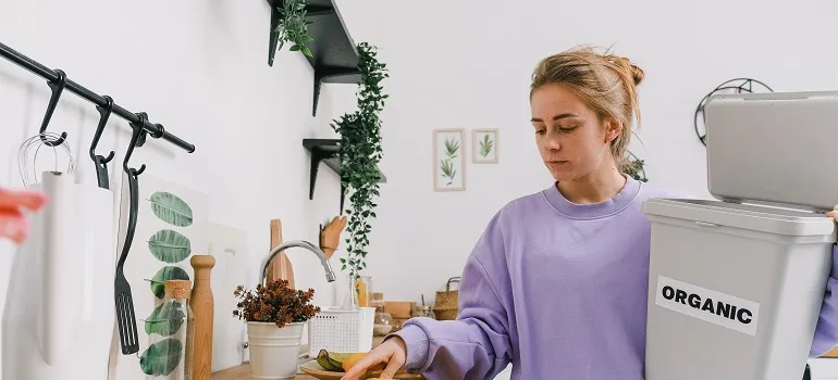 a girl recycling
