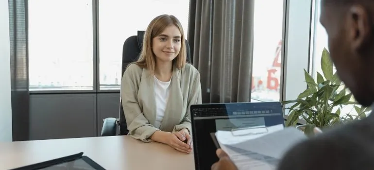 a girl in an interview