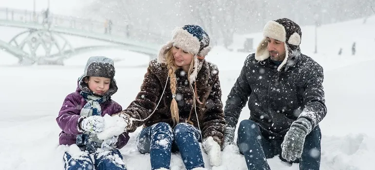 a family exploring winter activities in Silver Spring