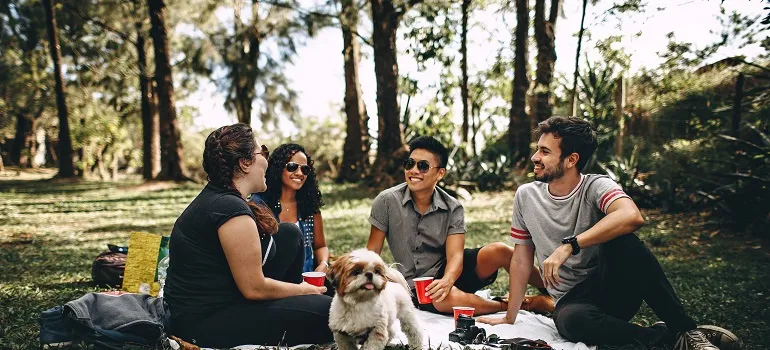 a group of friends in a park