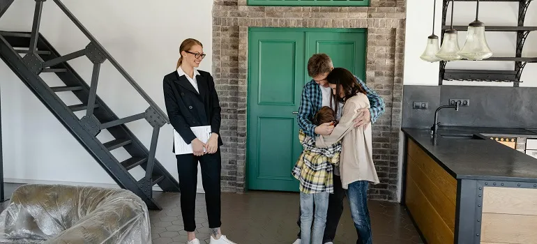 a family in their new home