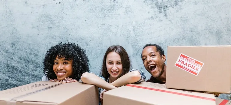 movers and a happy client