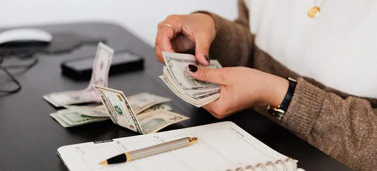 a girl counting money
