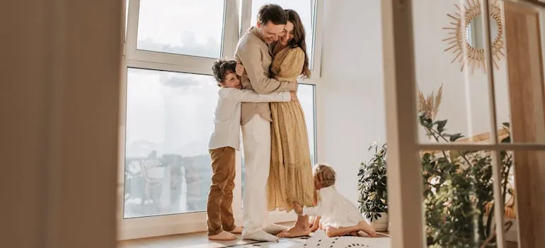 A happy and relaxed family.