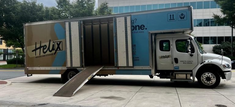 A moving truck ready to be loaded for a move