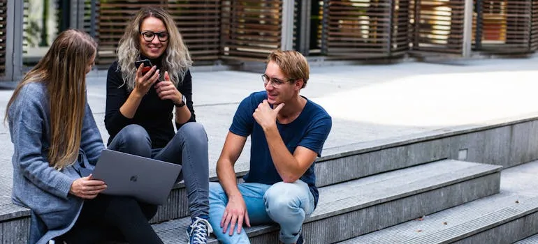 students talking after the class