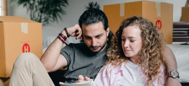A couple getting ready to move and trying to avoid stress when moving to North Potomac.