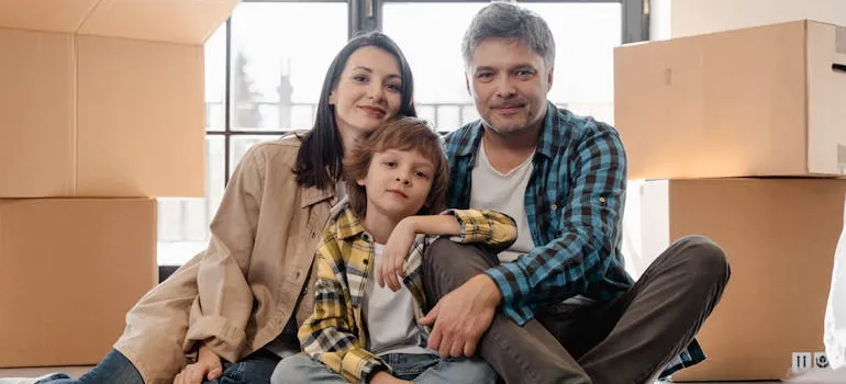 A family moving in after packing and moving to Potomac over the holidays.