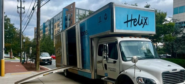 A moving truck ready to be uploaded before relocation.