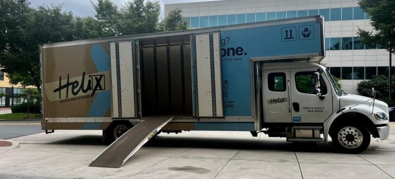 A moving truck ready for loading.