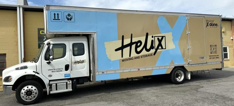 A Helix Moving & Storage Maryland truck.