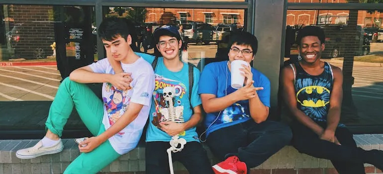 Teenagers spending time outside.